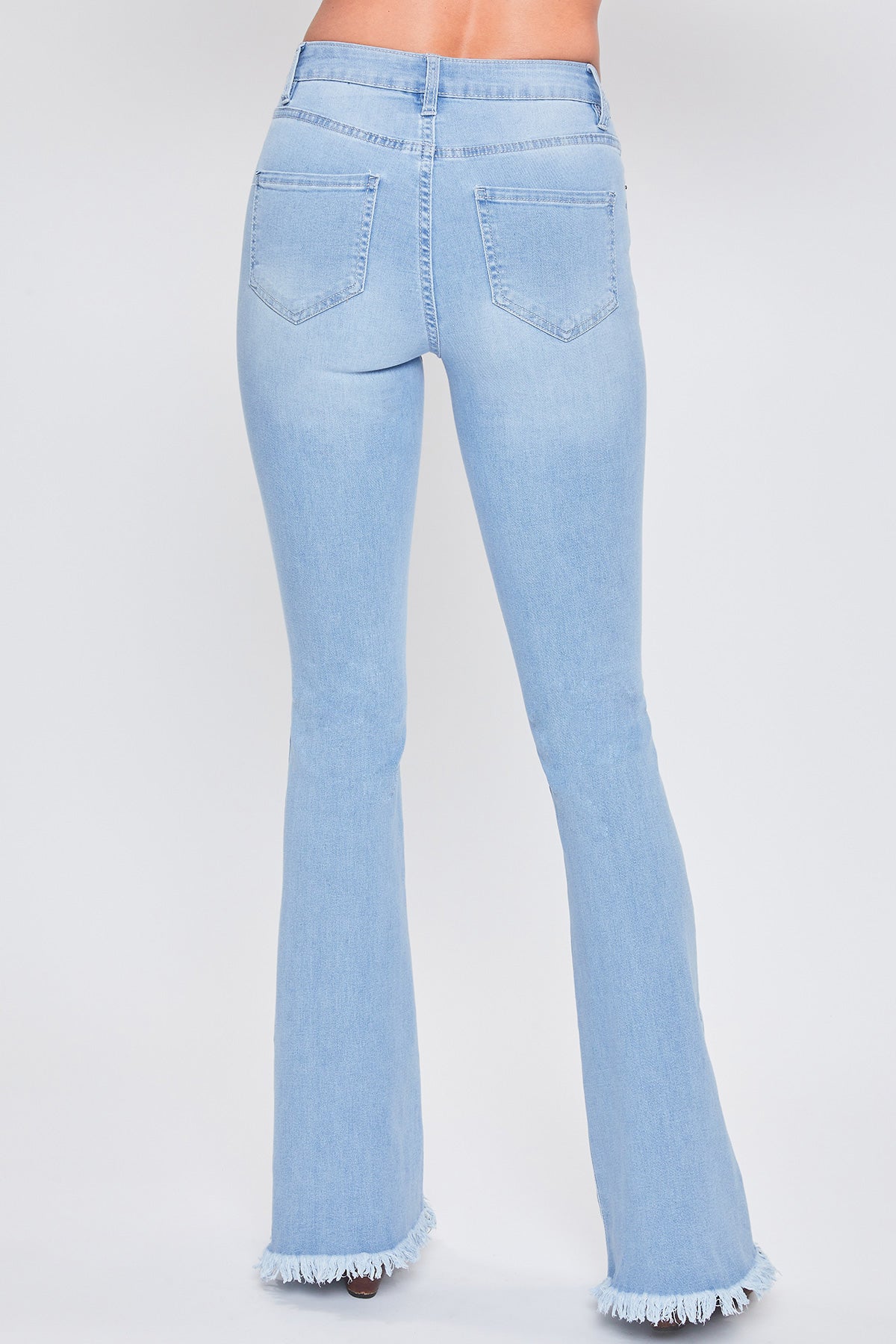 Junior 1-Button High-Rise Fray Hem Flare-Long Inseam 12 Pack