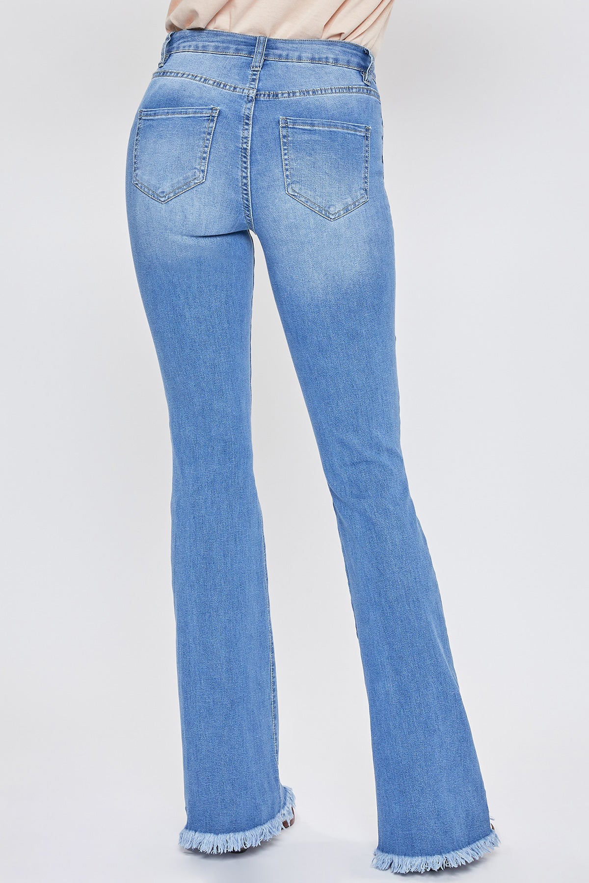 Junior 1-Button High-Rise Fray Hem Flare-Long Inseam 12 Pack
