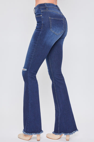 Junior 1-Button High-Rise Fray Hem Flare-Long Inseam 12 Pack