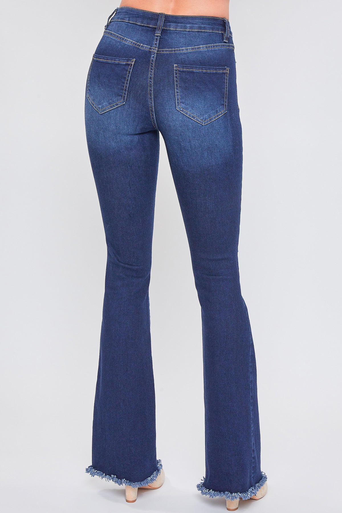 Junior 1-Button High-Rise Fray Hem Flare-Long Inseam 12 Pack