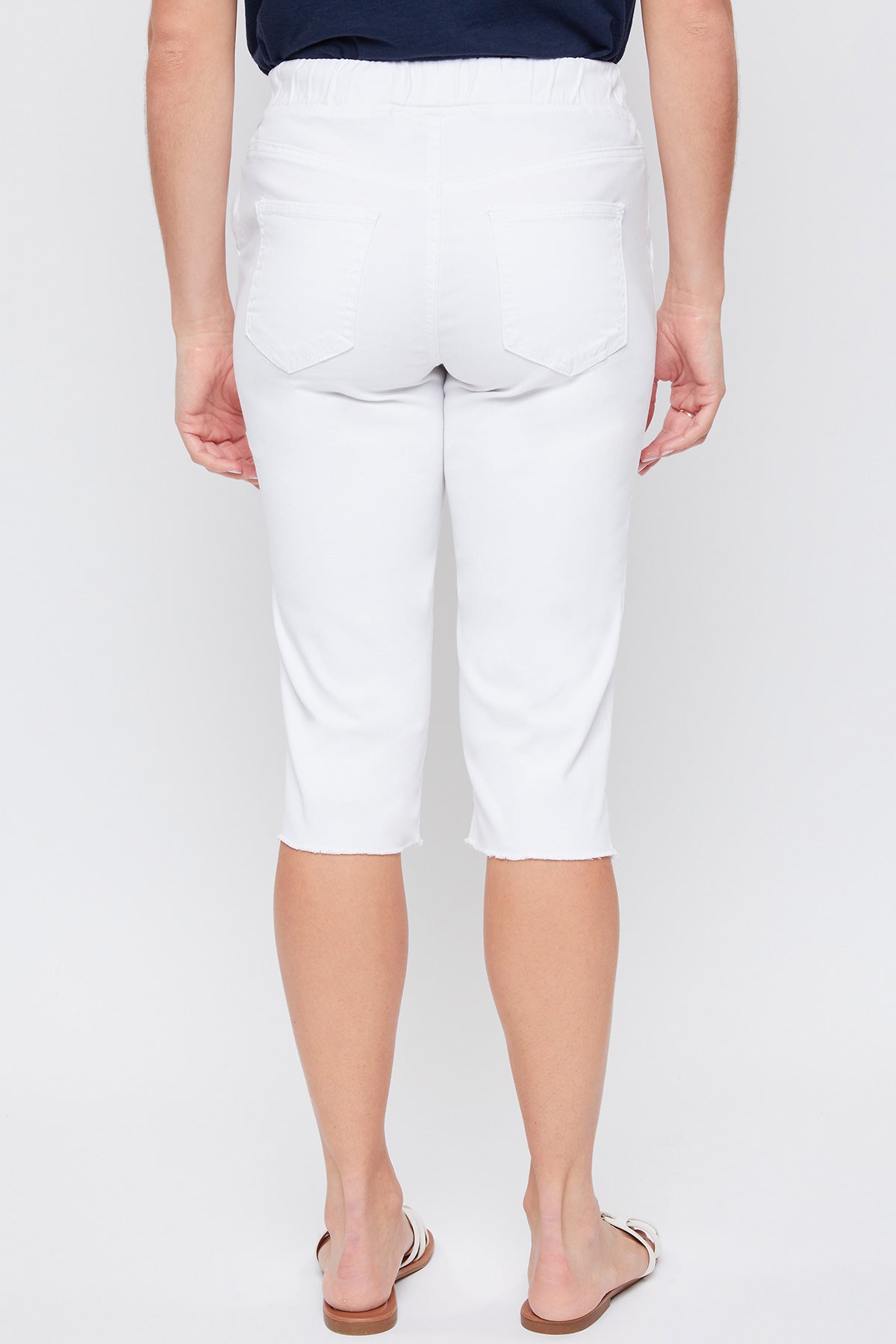 Missy Basic 5 Pocket Side Slit Hem Capri With Elastic Waistband, Pack Of 12 from Royalty for Me