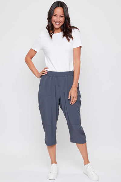Missy Techno Fabric Pull-On Capris With Big Pocket Detail, Pack Of 6