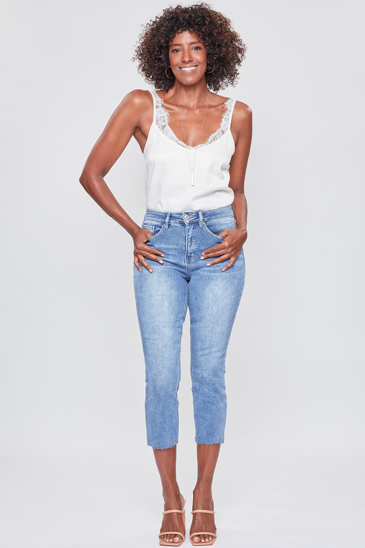 Missy Vintage High Rise Slim Straight Raw Hem Cropped Flood Jeans 12 Pack