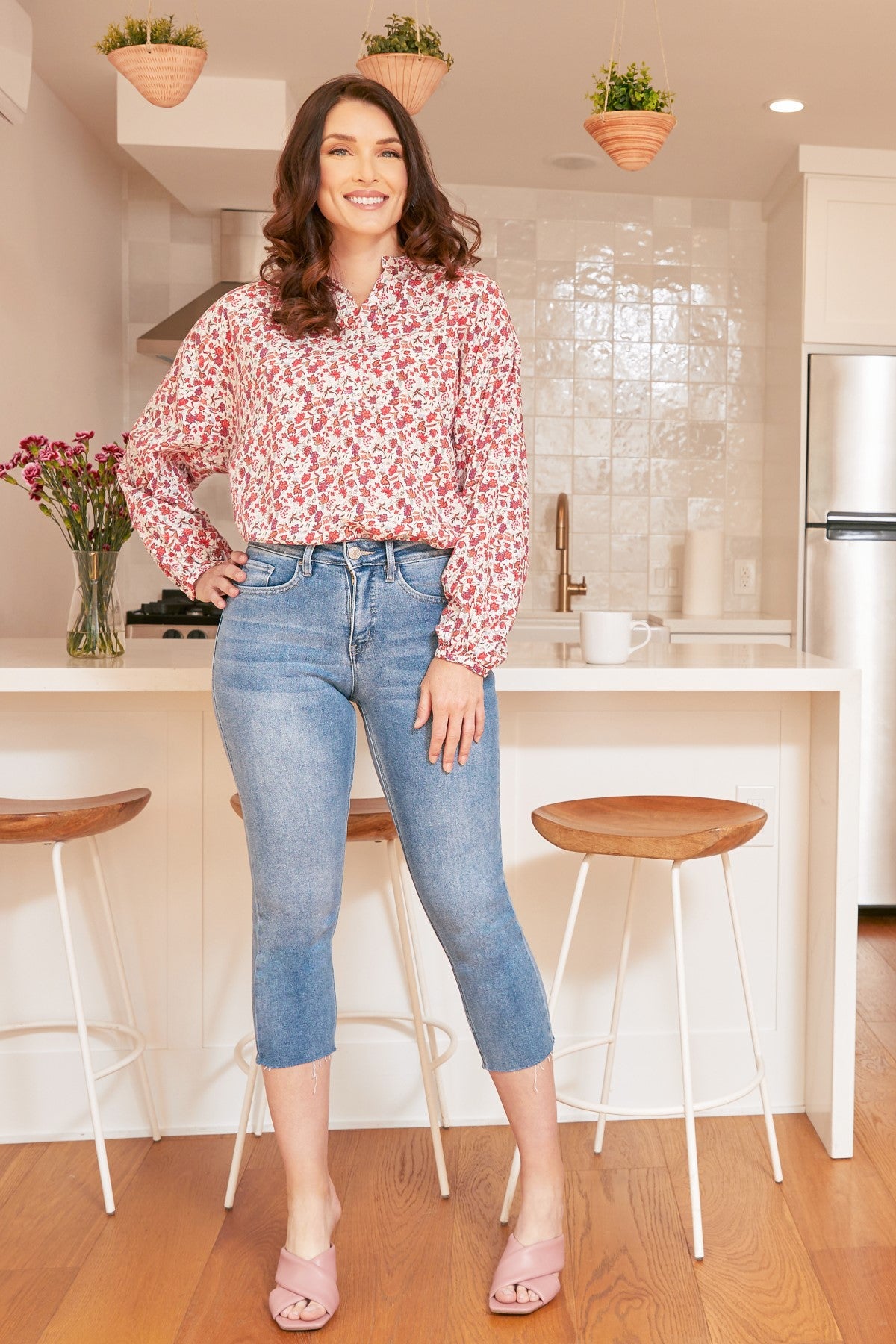 Missy Vintage High Rise Slim Straight Raw Hem Cropped Flood Jeans 12 Pack
