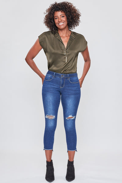 Mid Rise Hi-Low Frayed Hem Cropped Jean Pack Of 12