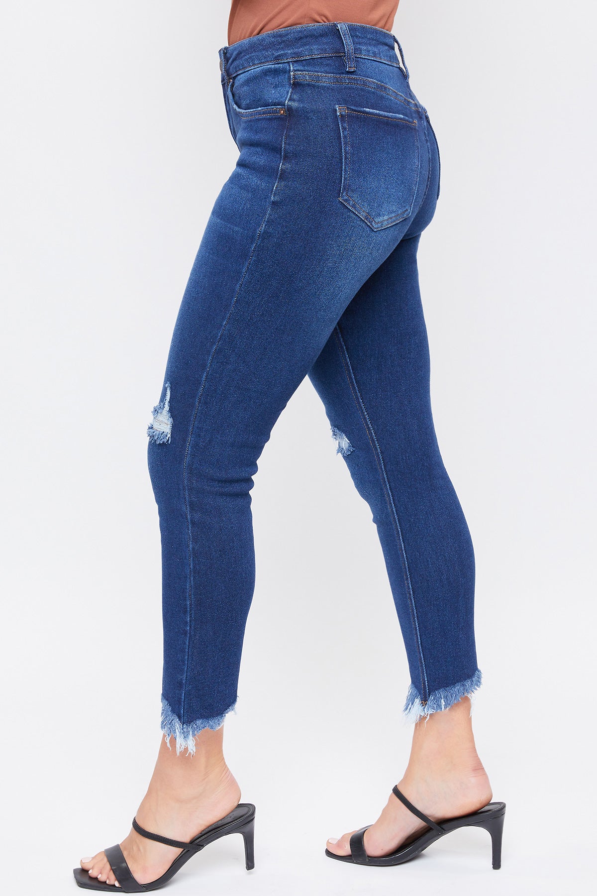 Missy Vintage High Rise Frayed Hem Ankle Jeans With Lyrca 12 Pack