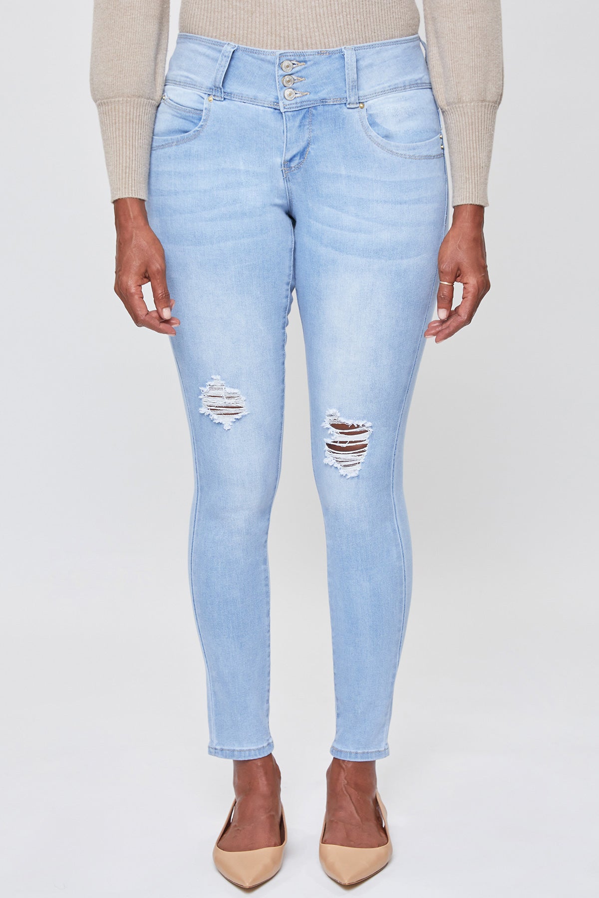 Missy Wannabettabutt 3-Button Mid-Rise Lycra Skinny Jean Made With Recycled Fibers Pack Of 12