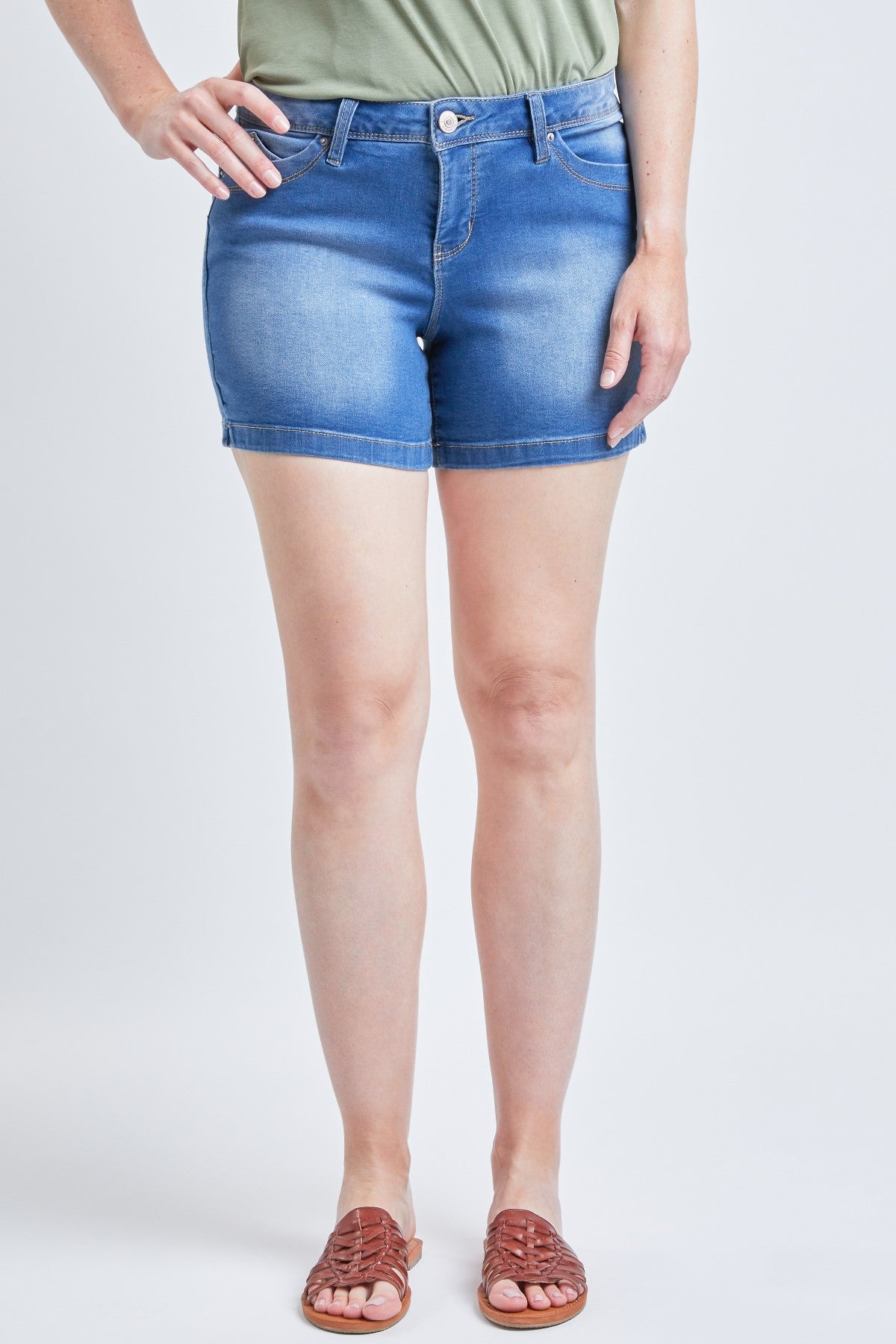 Women WannaBettaButt Side Slit Hem Denim Shorts, Pack of 12