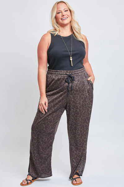 Missy Plus Size Drawstring Wide Leg Pant With Side Slit Hem, Pack of 6