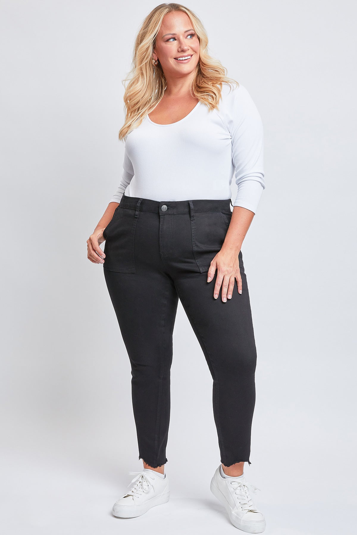 Plus Size Pork Chop Pocket Pants With Dog Bite Hem , Pack Of 12