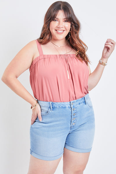 Missy Plus Size Curvy Exposed Button Fly Cuffed Shorts Pack Of 12