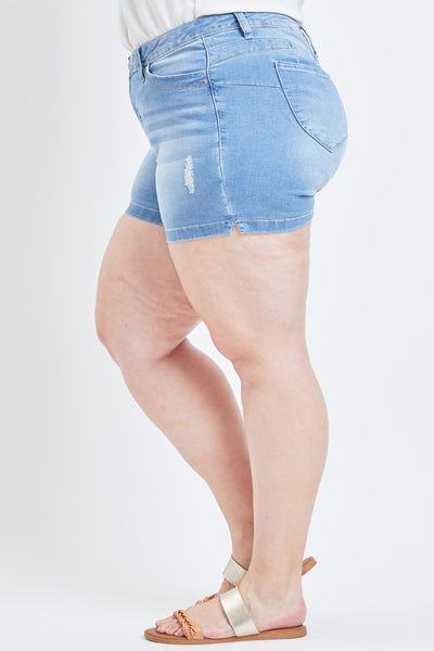 Missy Plus Size Wannabettabutt 1-Button Side Slit Hem Shorts Made With Recycled Fibers 12 Pack