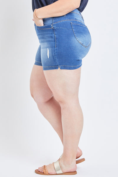 Missy Plus Size Wannabettabutt 1-Button Side Slit Hem Shorts Made With Recycled Fibers 12 Pack