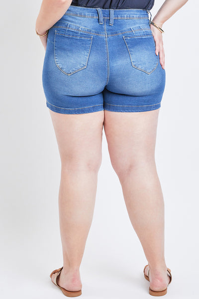 Missy Plus Size Wannabettabutt 1-Button Side Slit Hem Shorts Made With Recycled Fibers 12 Pack