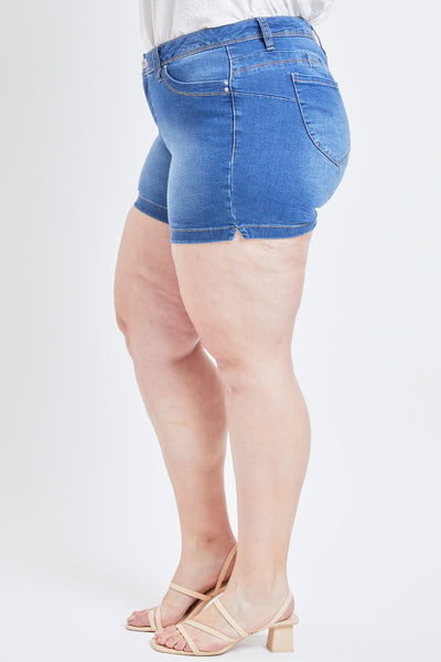 Missy Plus Size Wannabettabutt 1-Button Side Slit Hem Shorts Made With Recycled Fibers 12 Pack