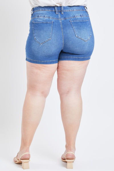 Missy Plus Size Wannabettabutt 1-Button Side Slit Hem Shorts Made With Recycled Fibers, Pack Of 12