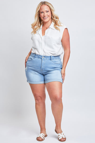 Missy Plus Size 1-Button High Rise Cuffed Shorts 12 Pack