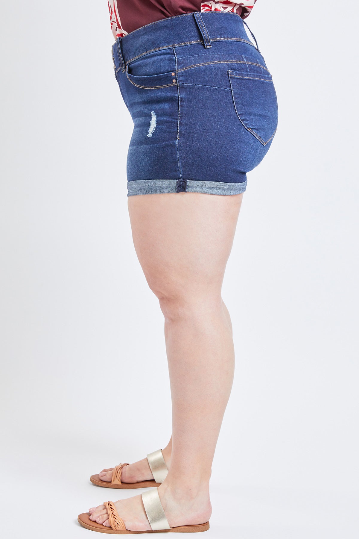 Missy Plus Size Wannabettabutt 3-Button Cuffed Shorts Made With Recycled Fibers 12 Pack