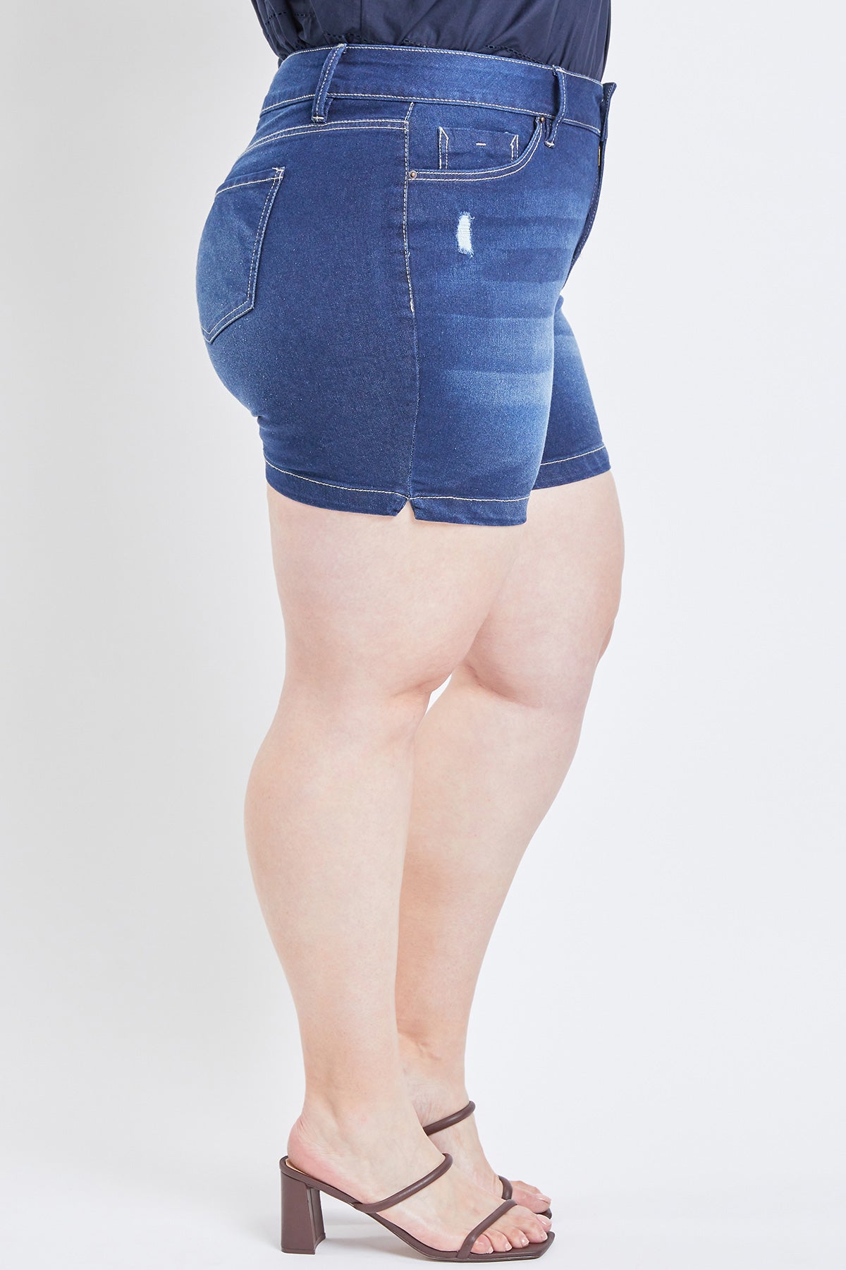 Missy Plus Size Basic 2-Button Side Slit Hem Shorts 12 Pack