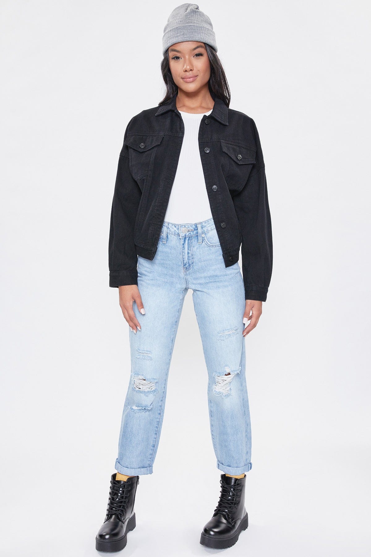 Juniors 80'S Style Denim Jacket With Elastic Hem , Pack Of 6