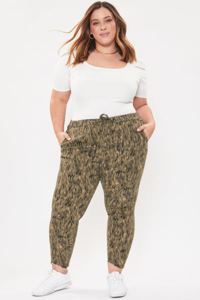 ROYALTY FOR ME Pants OLIVE CAMMOTION Women Plus Size Pull On Pants With Dog Bite Hem 6 Pack