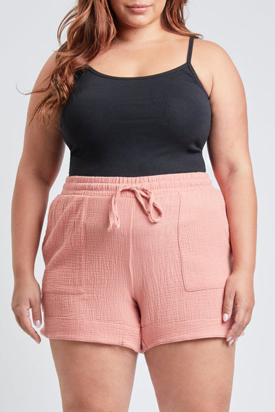 Junior Plus Size Double Gauze Shorts With Banded Hem And Porkchop Pockets Pack Of 6